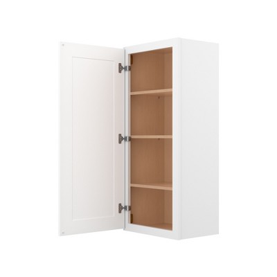 HOMLUX Easy-DIY Shaker White Ready to Assemble Wall Kitchen Cabinet 1 Door-3 Shelves