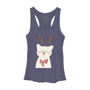 Women's Design By Humans Christmas cat By Rasheb Racerback Tank Top - 1 of 3