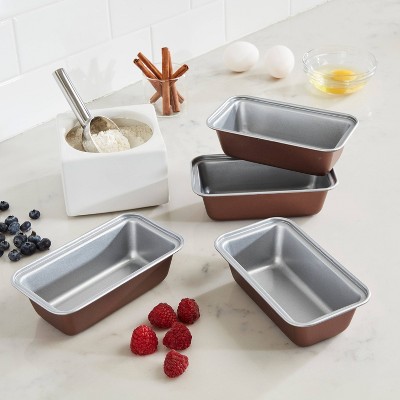 Bronze 4-Piece Mini Nonstick Steel Loaf Pan Set