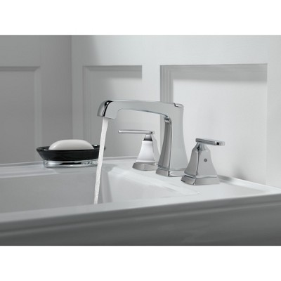 Chrome Modern Widespread Bathroom Faucet with Drain Assembly