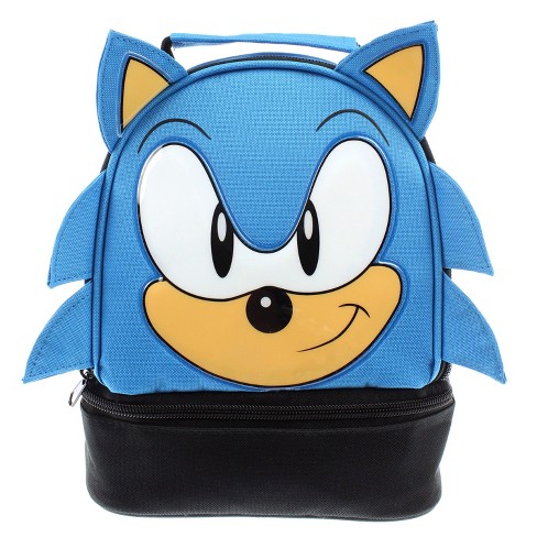 Sega Sonic the Hedgehog Lunch Bag Big Face Dual Compartment Lunch Box Kit  Blue