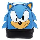 Sega Sonic the Hedgehog Lunch Bag Big Face Dual Compartment Lunch Box Kit Blue