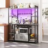 55" Bakers Rack with Power Outlet and LED Light, 5-Tier Kitchen Microwave Stand Coffee Bar with Storage - 2 of 4