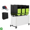 Folding Chair Rack 84 Chair Capacity Black Modern Style Heavy Duty Metal Adjustable Height Locking Wheels Cover Included - 2 of 4