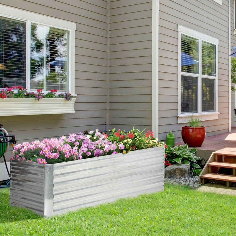 Outsunny Raised Garden Bed, Galvanized Steel Planters for Outdoor Plants with Multi-reinforced Rods, 71" x 36" x 23", 3 of 7