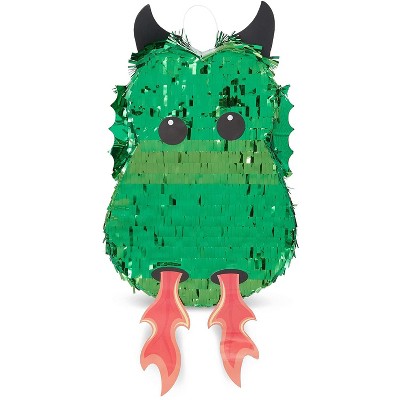 Green Dragon Pinata for Baby Shower, Kids Birthday Party Supplies and Decorations, Small 17 x 10.5 inches