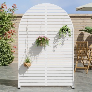 Lirago 72 in. Galvanized Metal Outdoor Privacy Screens Garden Outdoor Fence White - 1 of 4