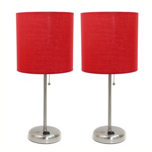 Creekwood Home Contemporary Bedside Table Lamp with Power Outlet - 1 of 4