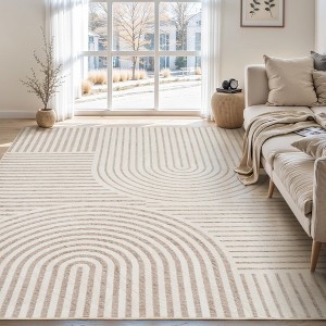 MontVoo Modern Geometric High-Low Washable Area Rug - 1 of 4