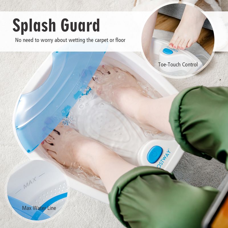 Costway Foot Spa Bath W/ Smooth Bubble Massage Nodes & Arch Toe-Touch Control Pink\Blue, 5 of 11
