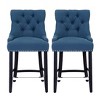 WestinTrends 24" Linen Tufted Buttons Upholstered Wingback Counter Stool (Set of 2) - 3 of 4