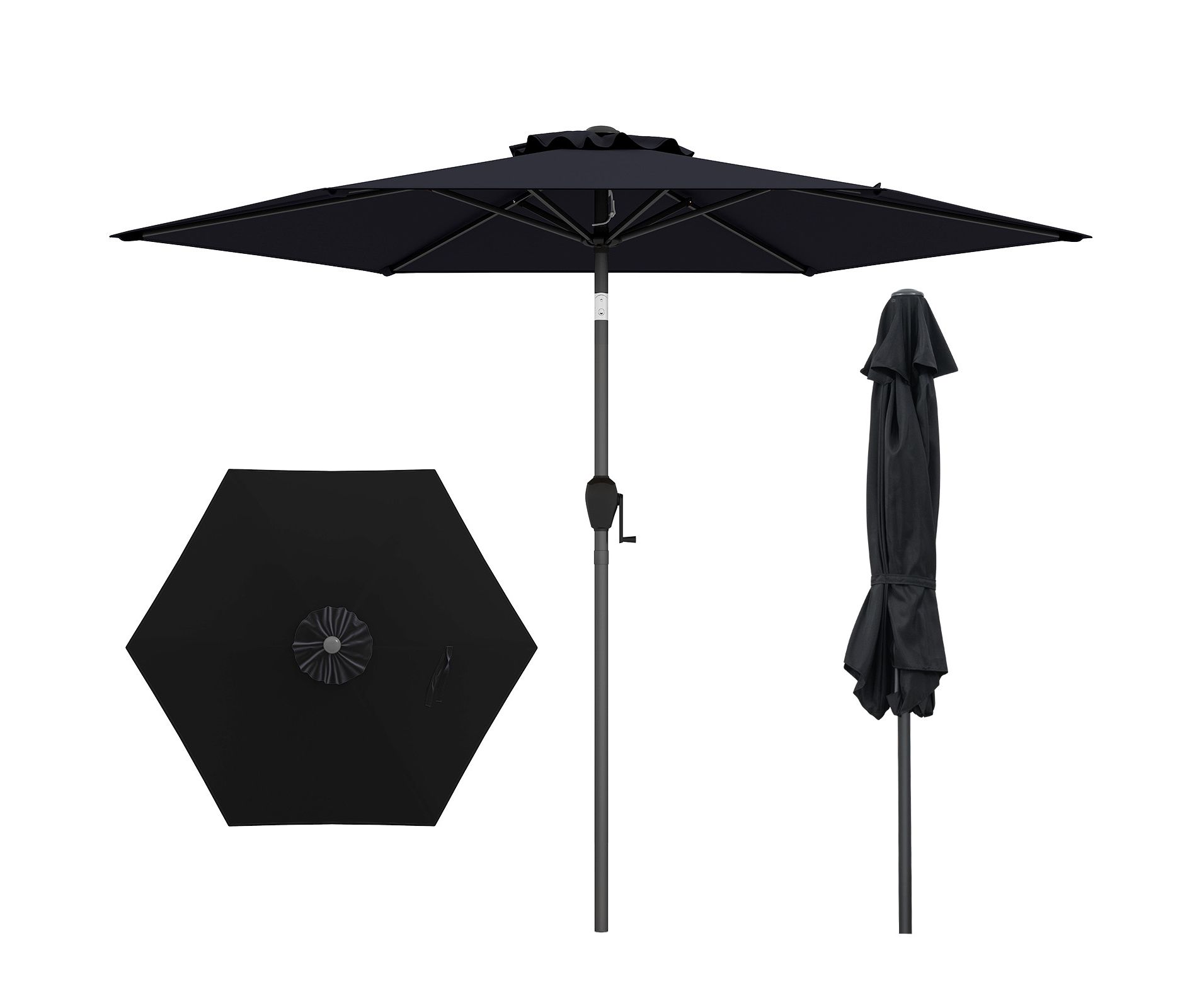 Tangkula 7.5 ft Patio Umbrella Outdoor Heavy Duty Market Umbrella w/ Push Button Tilt Black