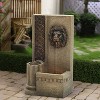 LuxenHome 25.8" H Sandstone Resin Regal Lion Head Floor Outdoor Water Fountain with Lights Brown - 3 of 4