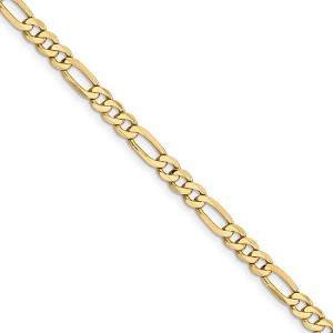 Black Bow Jewelry 4.75mm, 14k Yellow Gold, Flat Figaro Chain Necklace - 1 of 4