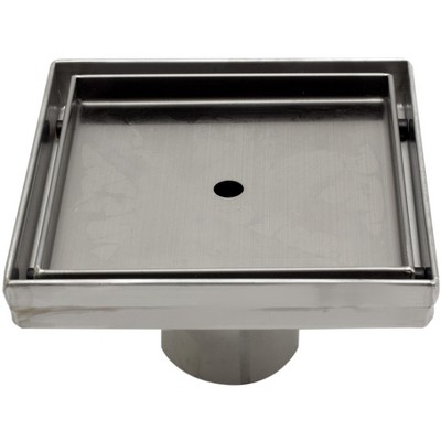 ALFI ABSD55A 5Inch x 5Inch Modern Square Stainless Steel Shower Drain w/o Cover
