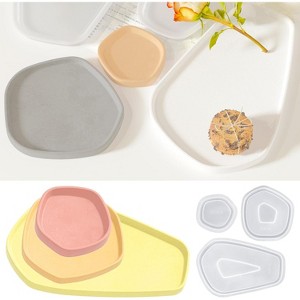 JDICTION 3PC Resin Tray Molds Silicone, Irregular Combination Rolling Tray Molds for Epoxy Resin with Decorative Edges - 1 of 4