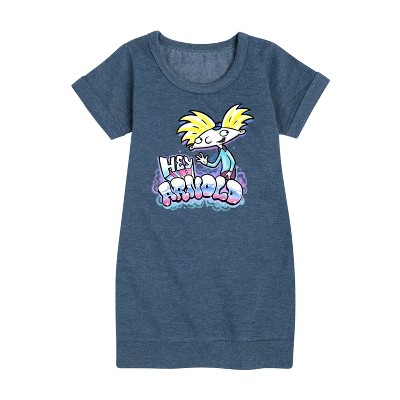 - Hey Arnold! - Airbrush Arnold Graphic Short Sleeve Fleece Dress