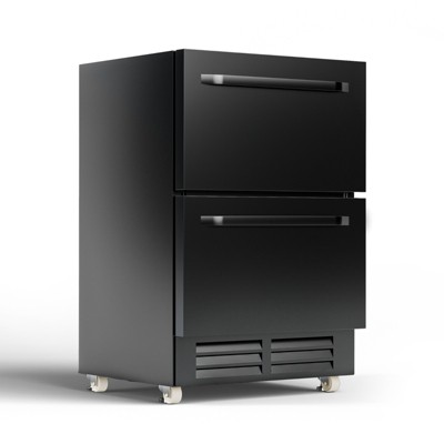 Tylza Under Counter Drawer Fridge 24 Inch, Built-in/Freestanding Beverage Refrigerator Stainless Steel Material, Fast Cooling,Black