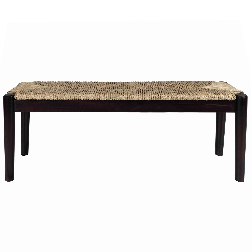 Photos - Pouffe / Bench Seagrass Bench Black - StyleCraft: Signature Collection Acacia Wood, No Assembly Required, 250lb Capacity