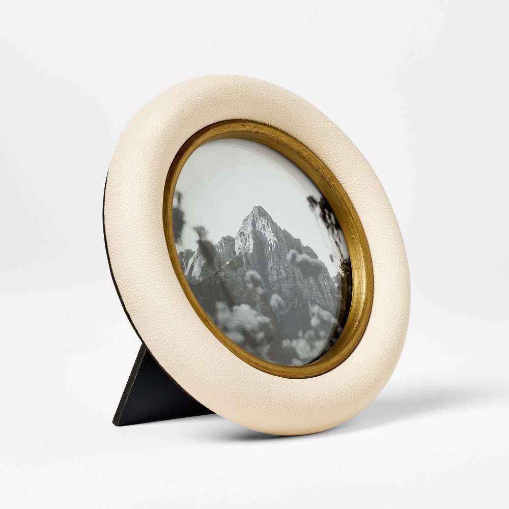 4""x4"" Shagreen Wrapped Single Image Frame Cream - Threshold™ designed with Studio McGee: Modern MDF Tabletop Photo Display -  Threshold designed w/Studio McGee, 89908923