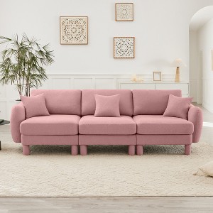 VASIP Boucle Fabric 3-Seater Sofa, Shell-Shaped Armrests & Self-Wrapped Cylindrical Legs, for Living Room & Apartment,Beige - 1 of 4
