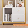 4-Tier Gold Bookshelf w/ 3 Drawers, Bookshelf with Door and Metal Frame, Floor Standing Display Storage Cabinet for Office Living Room - 3 of 4