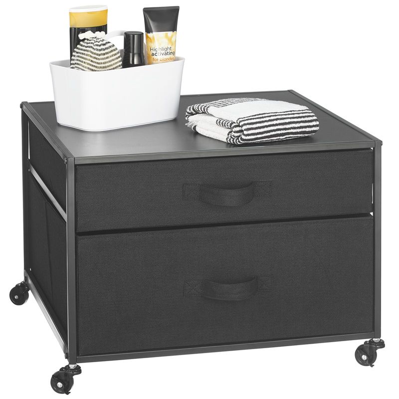 mDesign Small Portable Mini Fridge Storage Cart with Wheels and Drawers, 5 of 7