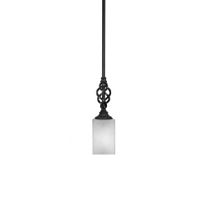 Toltec Lighting Elegante 1 - Light Pendant in  Matte Black with 4" Square White Muslin Shade - 1 of 1