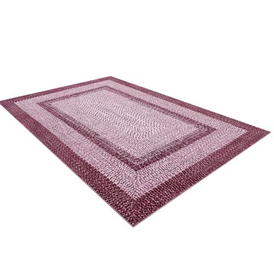 Washable Area Rug, Vintage Accent Rug, Braided Print Carpet, Low Pile Non-Shedding Kitchen Rugs with Non Slip Backing, Foldable Rug