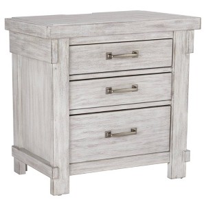 Signature Design by Ashley Brashland Three Drawer Nightstand White: Bedside Table with USB Port & Cable Management - 1 of 4