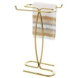 mDesign Metal Hand Towel Holder Stand for Bathroom Countertop - Soft Brass