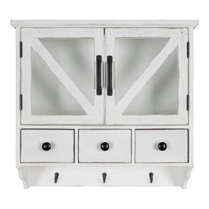 21" x 6" x 20" Hutchins Decorative Rustic Wood Wall Cabinet White - Kate & Laurel All Things Decor: Magnetic Glass Doors, Storage - 1 of 4
