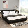 Costway Queen Faux Leather Upholstered Platform Bed Adjustable Headboard Black - 2 of 4