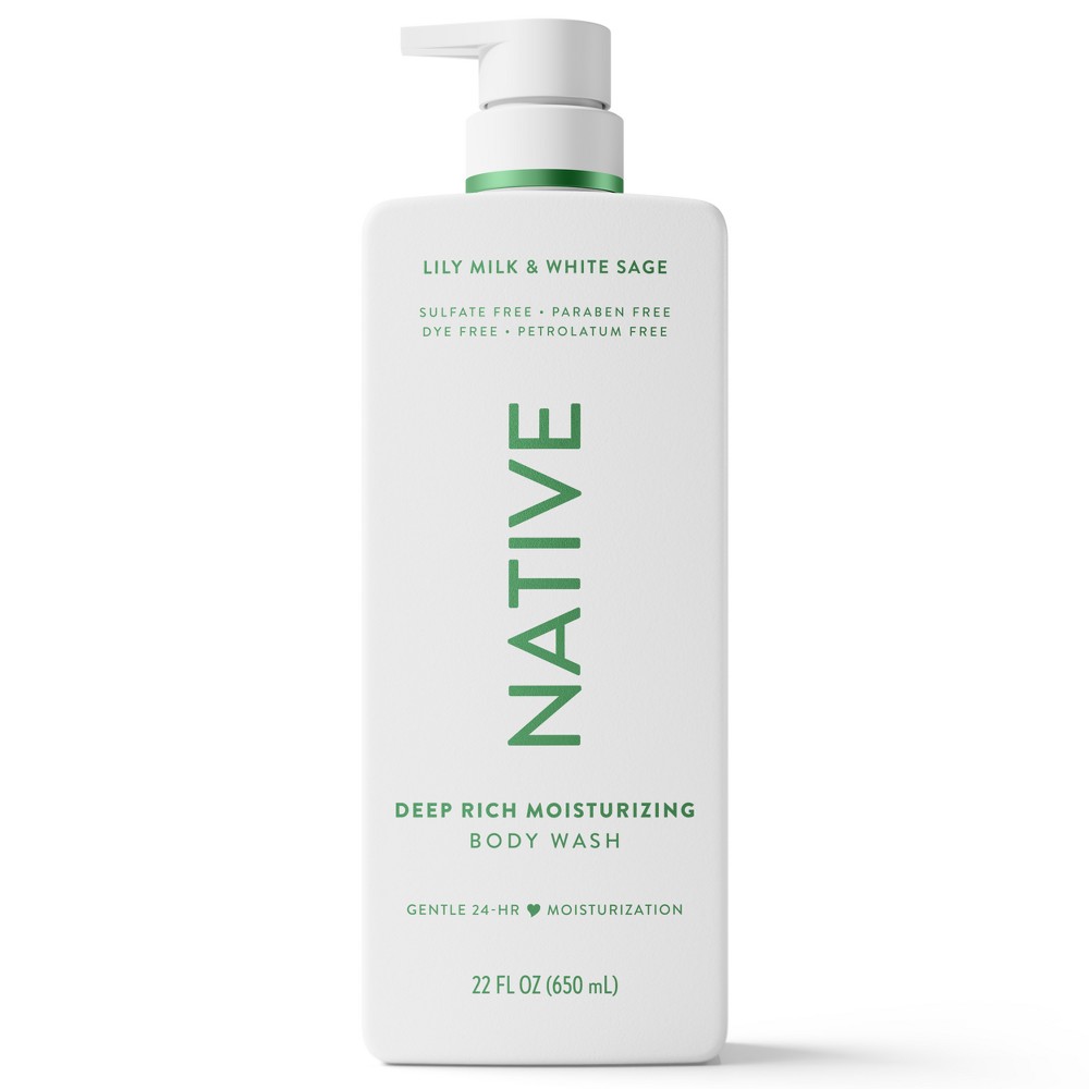 Photos - Shower Gel Native Lily Milk & White Sage Moisturizing Body Wash - 22 fl oz: For Normal to Very Dry Skin, Dye-Free, Paraben-Free, Sulfat 