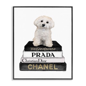 Stupell Industries Maltese Dog Glam Pet Fashion Bookstack Black Framed Giclee Art - 1 of 4