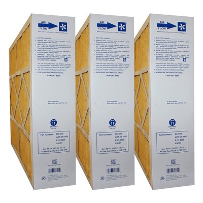 MJ Brunin M8-1056 Replacement MERV 11 Premium Box Furnace Filter for Air Cleaner Purification Systems, 1400 CFM, 25.38 x 5.25 x 20.25" (3 Pack)