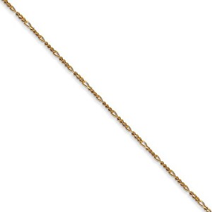 Black Bow Jewelry 1.25mm, 14k Yellow Gold, Flat Figaro Chain Necklace - 1 of 4