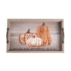Transpac Wood Plump Pumpkin Tray Decorative Pumpkin Figurines for Fall Harvest Indoor Tabletop Autumn Decor Gifts - 1 of 1