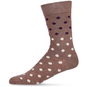 Memoi Men's Two Tone Polka Dot Luxuriously Soft Cashmere Crew Socks Hemp Heather 10-13 - 1 of 4