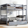 RISOKEYS Twin Over Twin Rubber Wood Bunk Bed with 2 Drawers - Convertible into 2 Twin Beds, Twin Size Bunk Bed with Ladder and Guardrails - 4 of 4