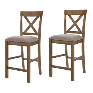 NicBex Counter Stools Set of 2 Rustic Style Counter Height Stools with Cutout Design and Upholstered Cushion for Kitchen Island, Cafe - 1 of 4