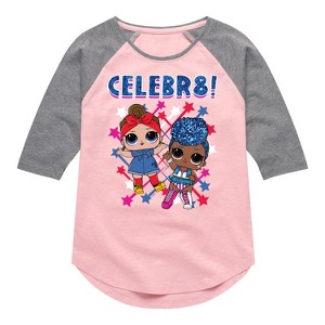 Girls' - LOL Surprise! - 4th of July Shirt Tail Raglan Graphic T-shirt - 1 of 4