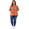 Agnes Orinda Women's Plus Size Tie Neck Tassel Self Flutter 3/4 Sleeve Blouses - 3 of 4