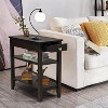 Tangkula 2PCS 3-Tier End Table Sofa Side Table Nightstand w/ Shelf & Drawer - 2 of 4