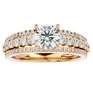 Pompeii3 1 1/2Ct 3Row Diamond & Moissanite Engagement Ring in White, Yellow, Rose Gold - 1 of 2