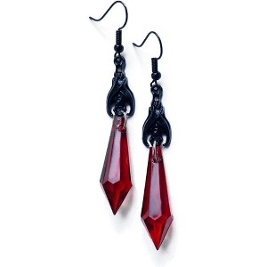 Punk Crystal Bat Earrings for Women - Red and Black Gem Dangle Earrings, Gothic Halloween Jewelry - 1 of 4