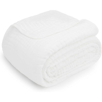 Queen Size White Muslin Cotton Throw Blanket