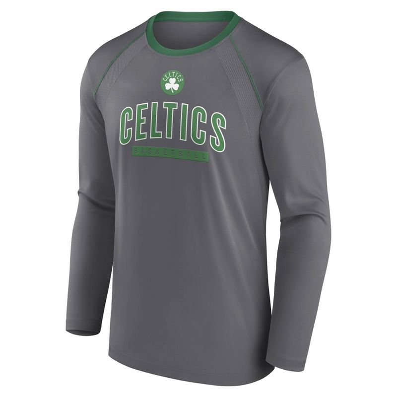 NBA Boston Celtics Men&#39;s Long Sleeve Gray Pick and Roll Poly Performance T-Shirt, 2 of 4