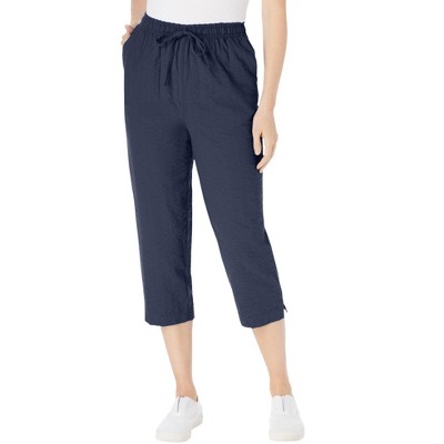 Woman Within Women's Plus Size Seersucker Capri Pant