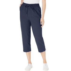 Woman Within Plus Size Seersucker Capri Pant - 1 of 4
